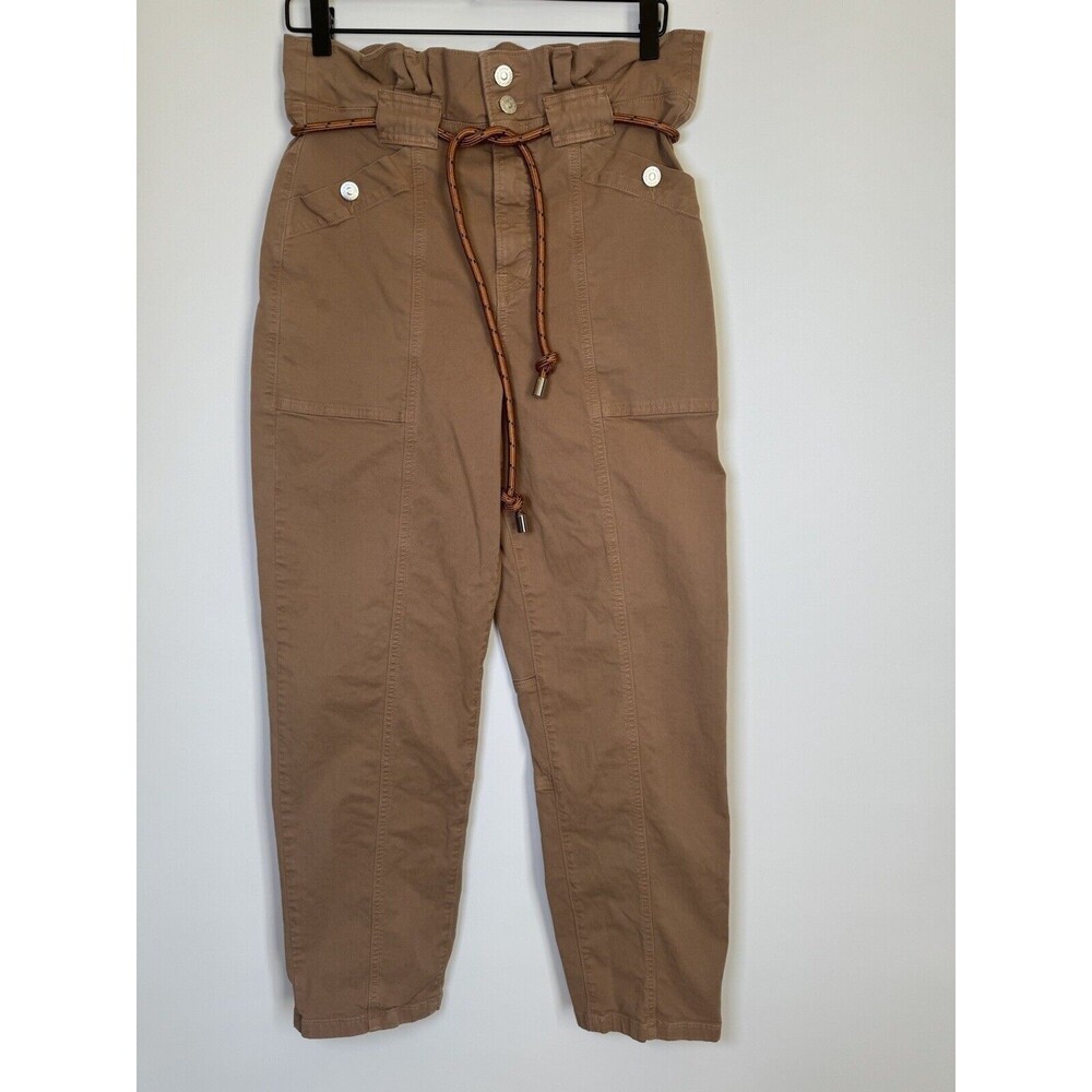 Veronica Beard Pants Womens 29 Karter Straight Leg High Rise Camel Patch Pockets - Picture 3 of 16
